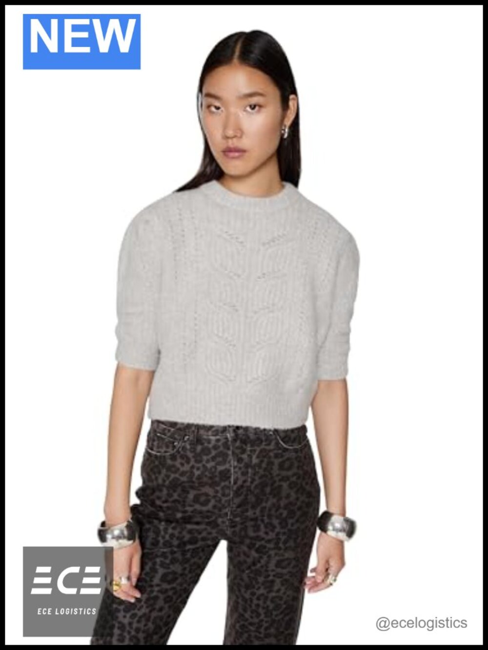 Merino Wool Yak Puff Sleeve Cropped Pullover Sweater